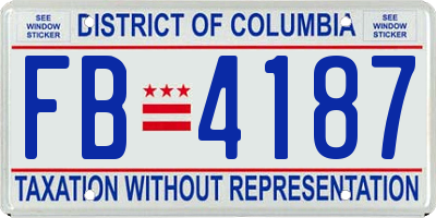 DC license plate FB4187