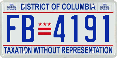 DC license plate FB4191