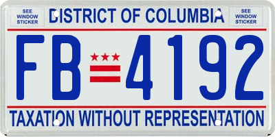 DC license plate FB4192