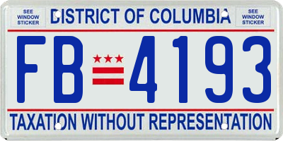 DC license plate FB4193