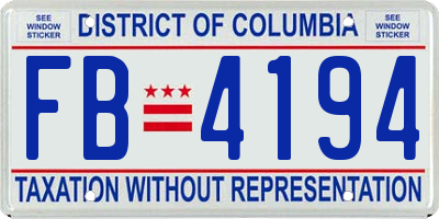 DC license plate FB4194