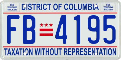 DC license plate FB4195