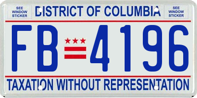 DC license plate FB4196