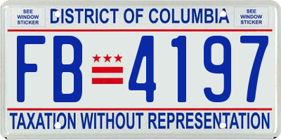 DC license plate FB4197