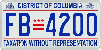 DC license plate FB4200