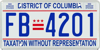 DC license plate FB4201