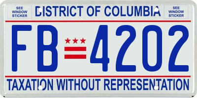 DC license plate FB4202