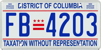 DC license plate FB4203