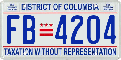 DC license plate FB4204