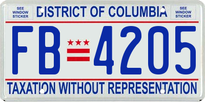 DC license plate FB4205