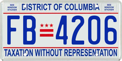 DC license plate FB4206