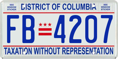 DC license plate FB4207