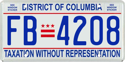 DC license plate FB4208