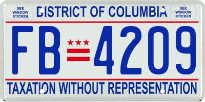 DC license plate FB4209