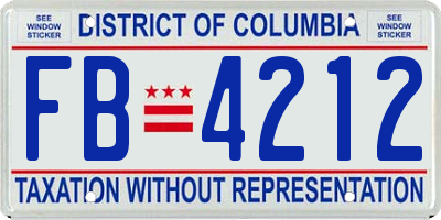 DC license plate FB4212