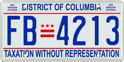 DC license plate FB4213