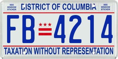 DC license plate FB4214