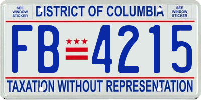 DC license plate FB4215