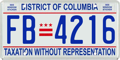 DC license plate FB4216