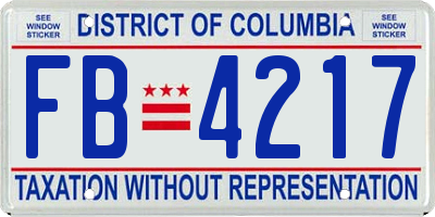 DC license plate FB4217