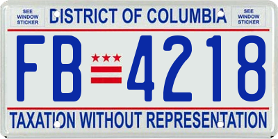 DC license plate FB4218