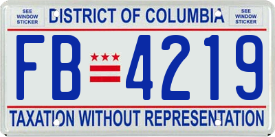 DC license plate FB4219