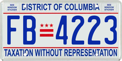 DC license plate FB4223