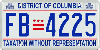 DC license plate FB4225