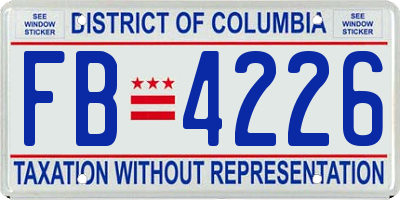 DC license plate FB4226