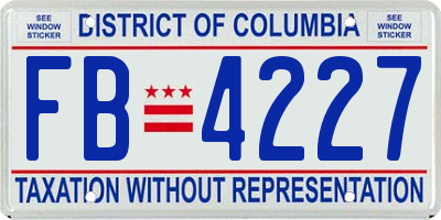 DC license plate FB4227