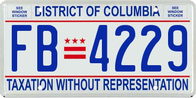 DC license plate FB4229