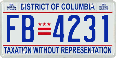 DC license plate FB4231