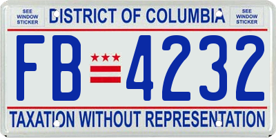 DC license plate FB4232