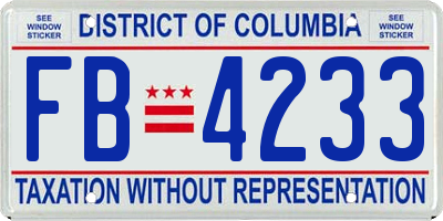 DC license plate FB4233