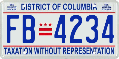 DC license plate FB4234