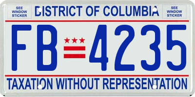 DC license plate FB4235