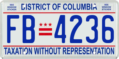 DC license plate FB4236