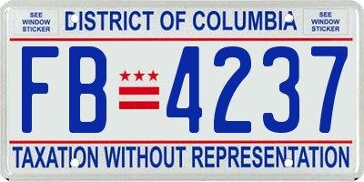 DC license plate FB4237