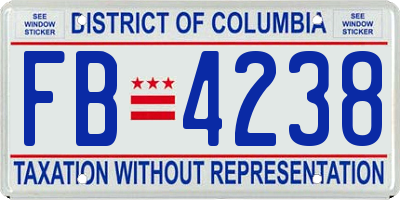 DC license plate FB4238