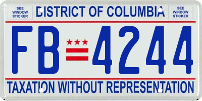 DC license plate FB4244