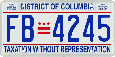 DC license plate FB4245