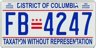 DC license plate FB4247