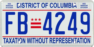 DC license plate FB4249