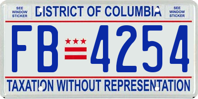 DC license plate FB4254