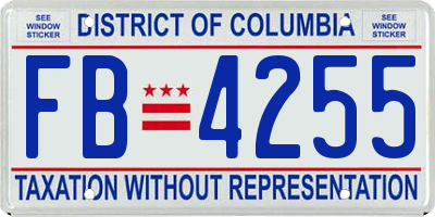 DC license plate FB4255