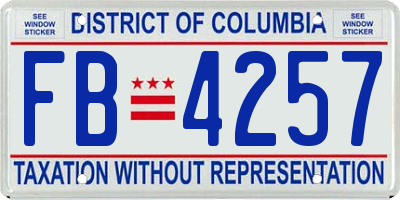 DC license plate FB4257