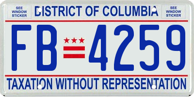 DC license plate FB4259