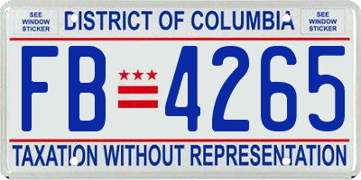 DC license plate FB4265