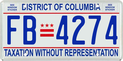 DC license plate FB4274