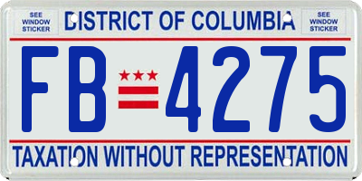 DC license plate FB4275